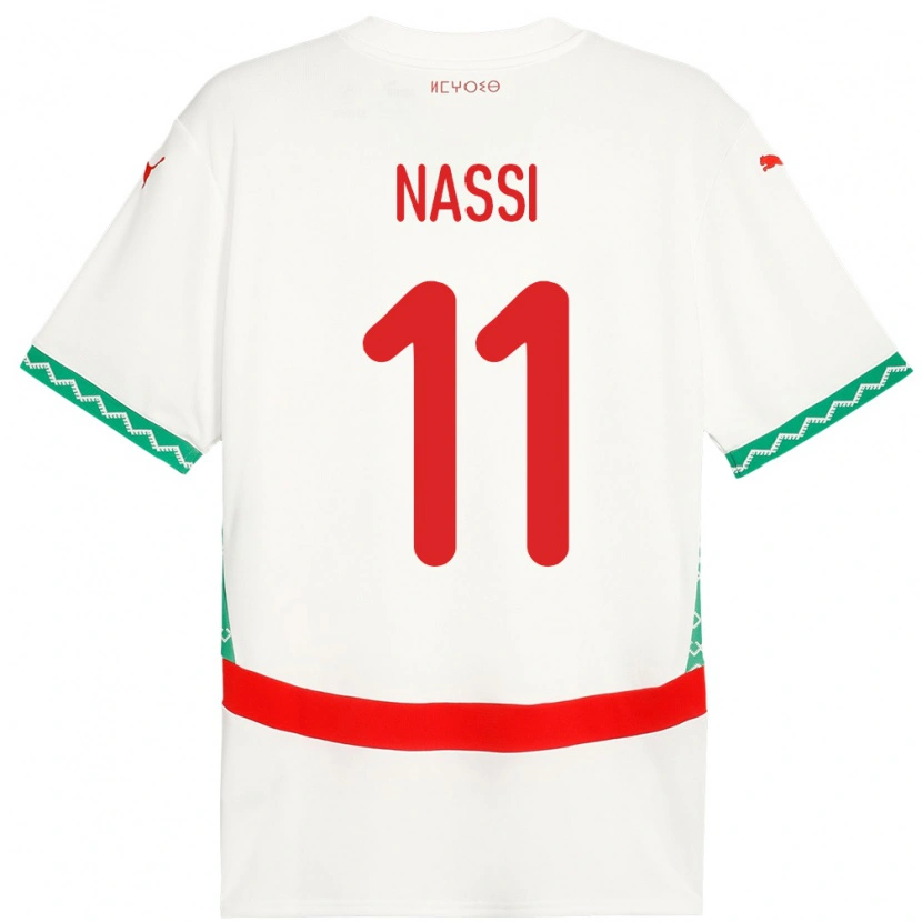 Danxen Bambino Maglia Marocco Walid Nassi #11 Bianco Kit Gara Away 24-26 Maglietta