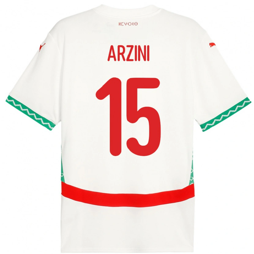 Danxen Bambino Maglia Marocco Ilyas Arzini #15 Bianco Kit Gara Away 24-26 Maglietta