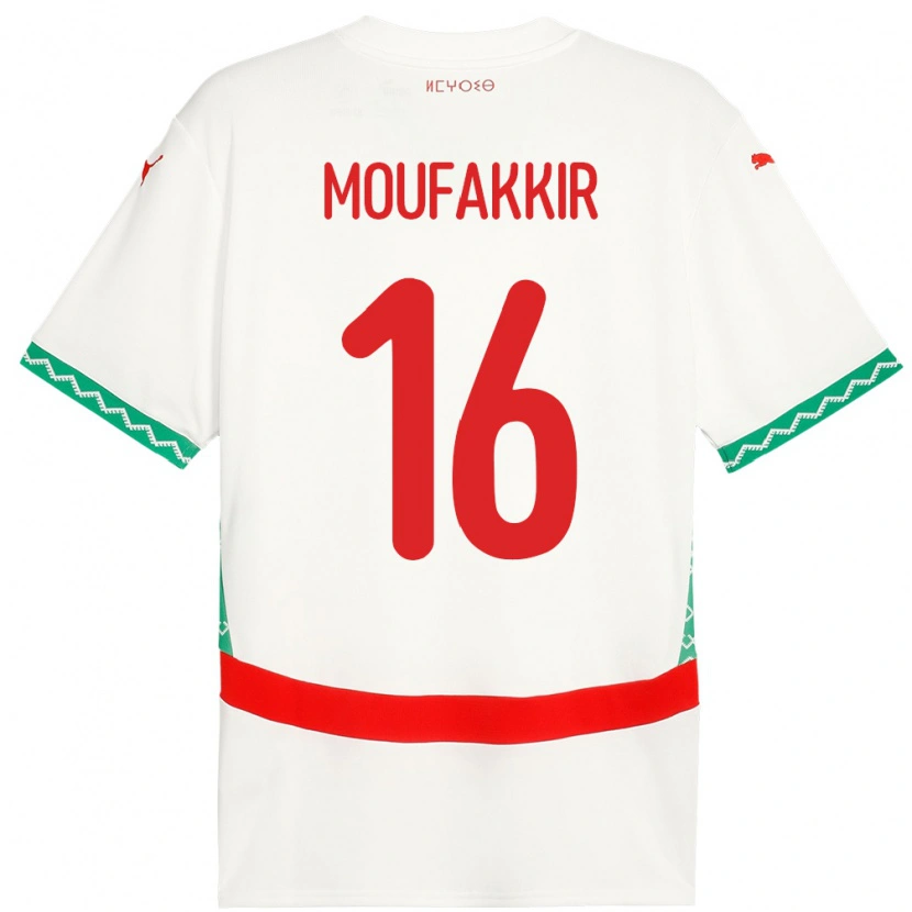 Danxen Bambino Maglia Marocco Ishak Moufakkir #16 Bianco Kit Gara Away 24-26 Maglietta