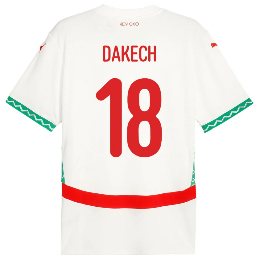 Danxen Bambino Maglia Marocco Imran Dakech #18 Bianco Kit Gara Away 24-26 Maglietta