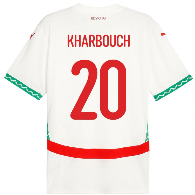 Danxen Bambino Maglia Marocco Yahya Kharbouch #20 Bianco Kit Gara Away 24-26 Maglietta