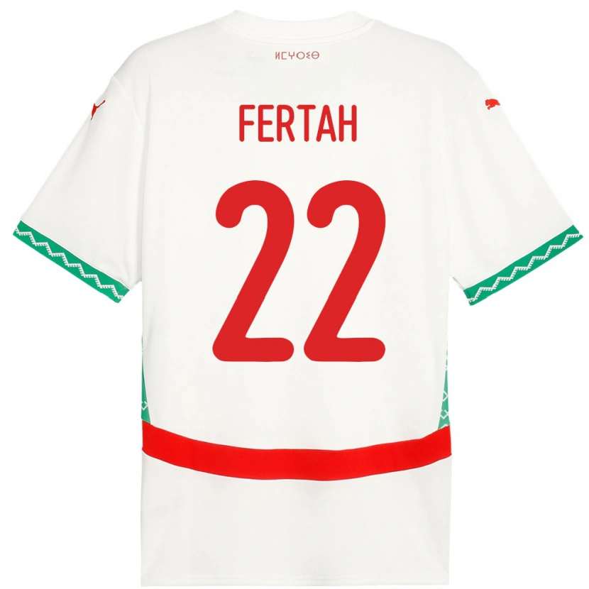 Danxen Bambino Maglia Marocco Amine Fertah #22 Bianco Kit Gara Away 24-26 Maglietta