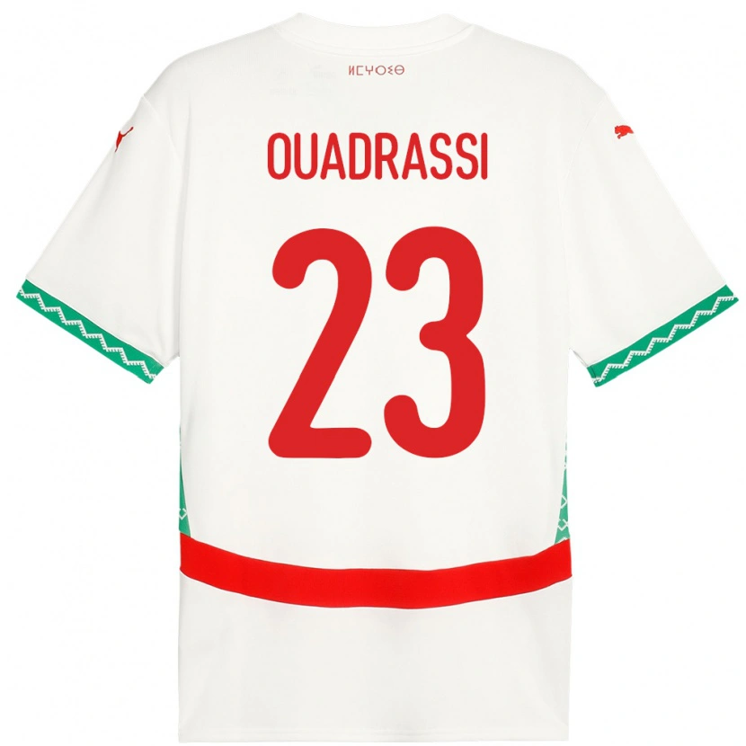 Danxen Bambino Maglia Marocco Dalil Ouadrassi #23 Bianco Kit Gara Away 24-26 Maglietta