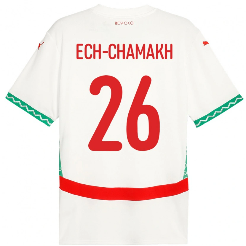 Danxen Bambino Maglia Marocco Jamal Ech-Chamakh #26 Bianco Kit Gara Away 24-26 Maglietta