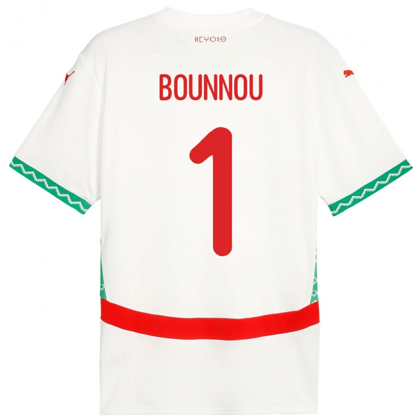 Danxen Bambino Maglia Marocco Yassine Bounnou #1 Bianco Kit Gara Away 24-26 Maglietta