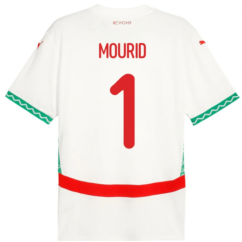 Danxen Bambino Maglia Marocco Taha Mourid #1 Bianco Kit Gara Away 24-26 Maglietta