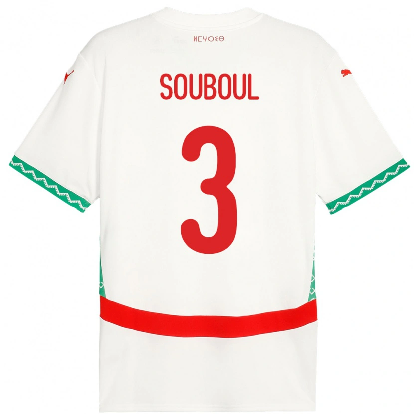 Danxen Bambino Maglia Marocco Mohamed Souboul #3 Bianco Kit Gara Away 24-26 Maglietta