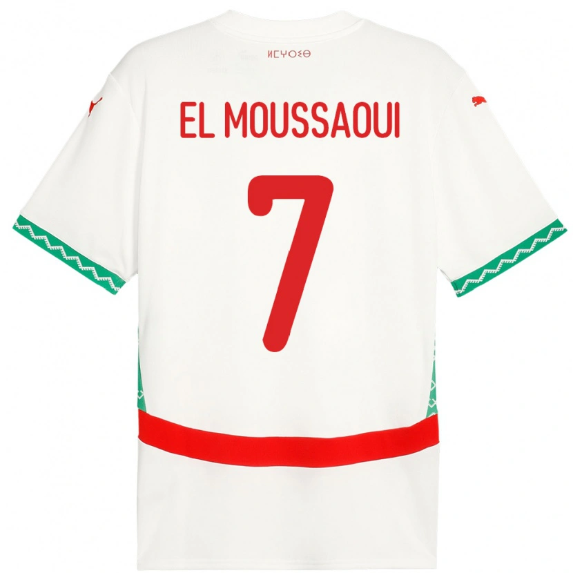Danxen Bambino Maglia Marocco Hamza El Moussaoui #7 Bianco Kit Gara Away 24-26 Maglietta