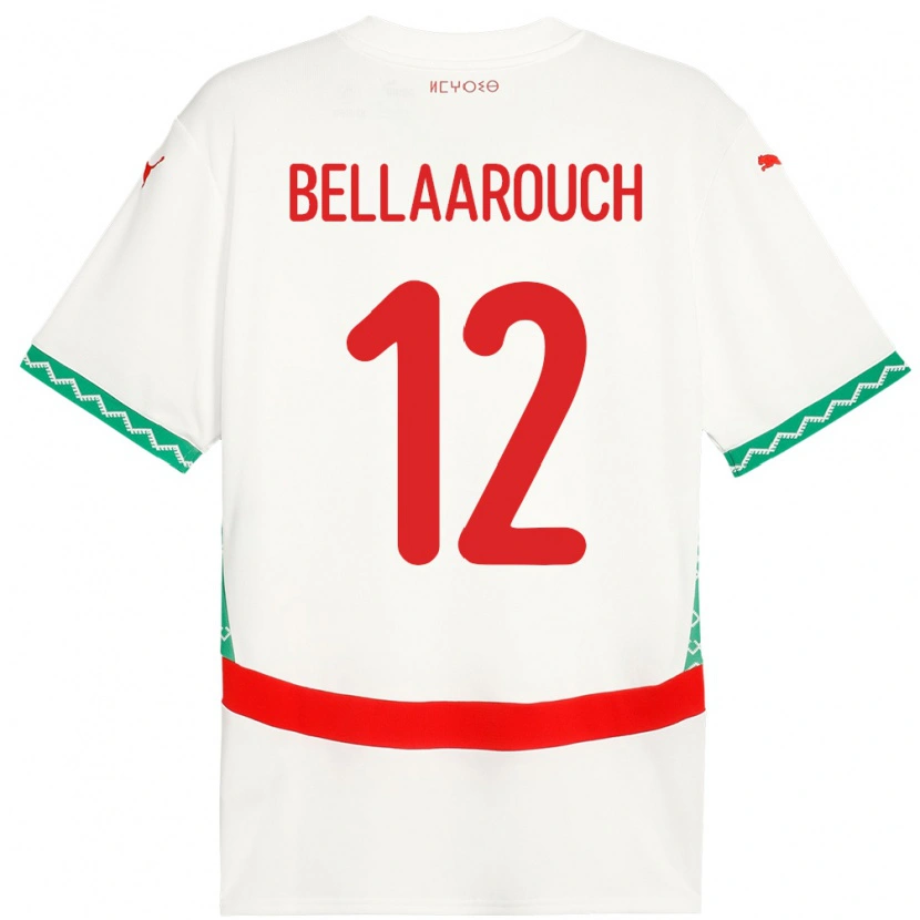Danxen Bambino Maglia Marocco Alaa Bellaarouch #12 Bianco Kit Gara Away 24-26 Maglietta