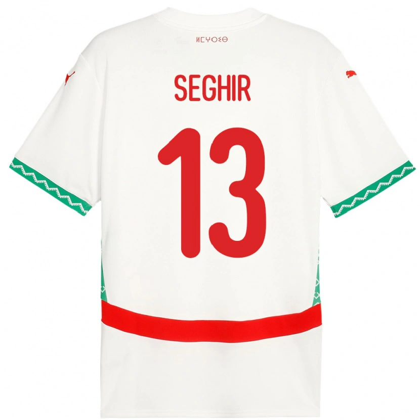 Danxen Bambino Maglia Marocco Sabah Seghir #13 Bianco Kit Gara Away 24-26 Maglietta