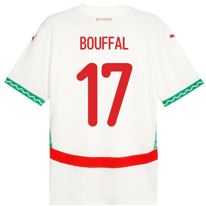 Danxen Bambino Maglia Marocco Soufiane Bouffal #17 Bianco Kit Gara Away 24-26 Maglietta