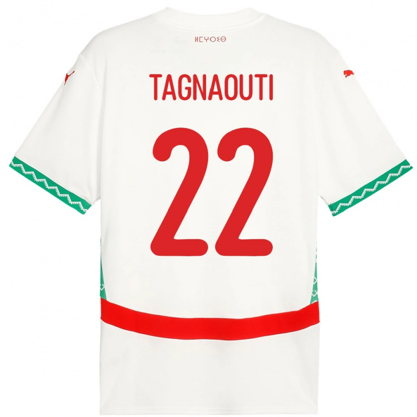 Danxen Bambino Maglia Marocco Ahmed Reda Tagnaouti #22 Bianco Kit Gara Away 24-26 Maglietta