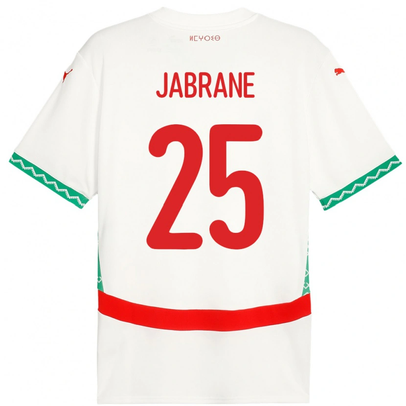 Danxen Bambino Maglia Marocco Yahya Jabrane #25 Bianco Kit Gara Away 24-26 Maglietta