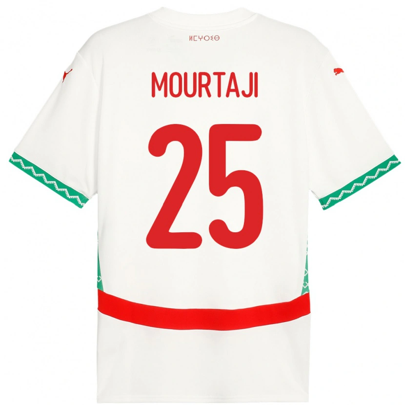 Danxen Bambino Maglia Marocco Chaymaa Mourtaji #25 Bianco Kit Gara Away 24-26 Maglietta