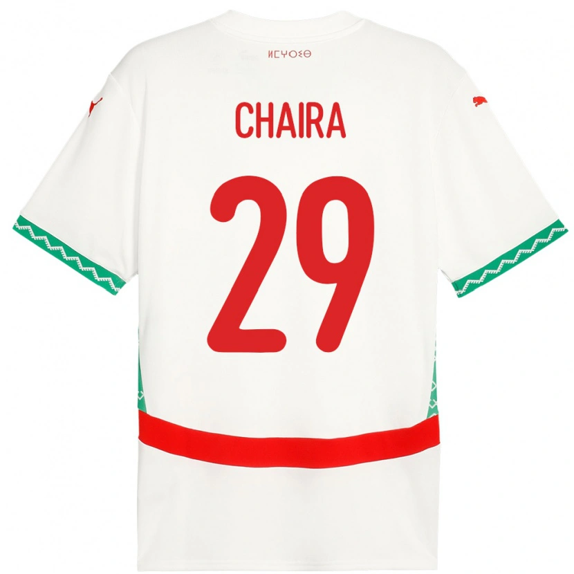 Danxen Bambino Maglia Marocco Ilyas Chaira #29 Bianco Kit Gara Away 24-26 Maglietta