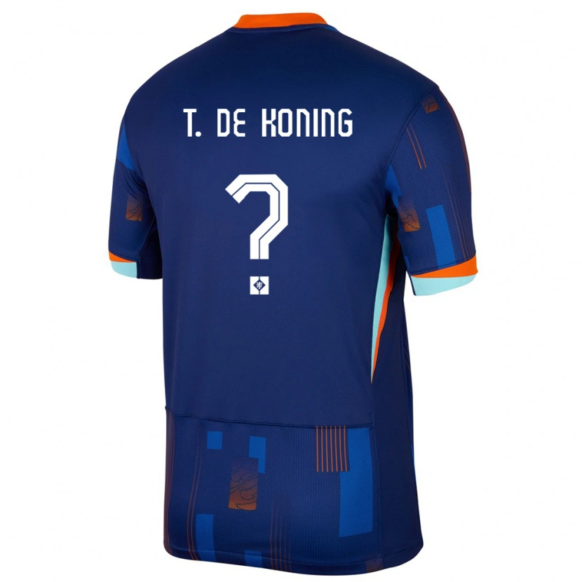 Danxen Bambino Maglia Paesi Bassi Tim De Koning #0 Blu Kit Gara Away 24-26 Maglietta