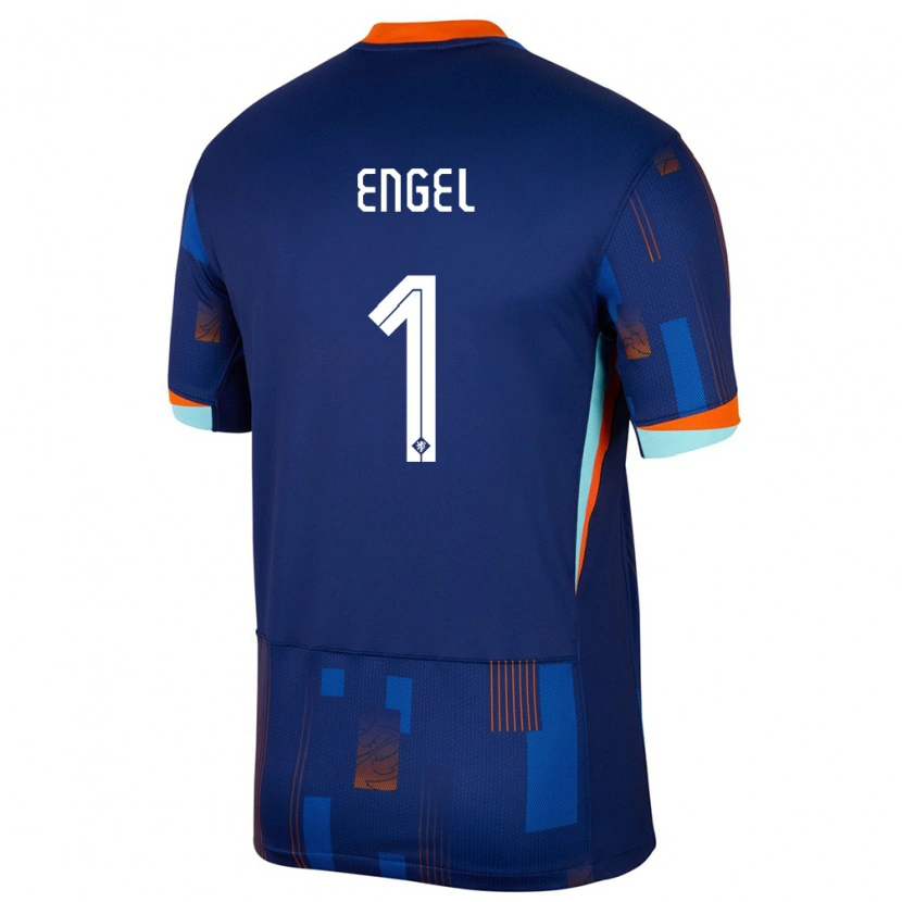 Danxen Bambino Maglia Paesi Bassi Mark Engel #1 Blu Kit Gara Away 24-26 Maglietta