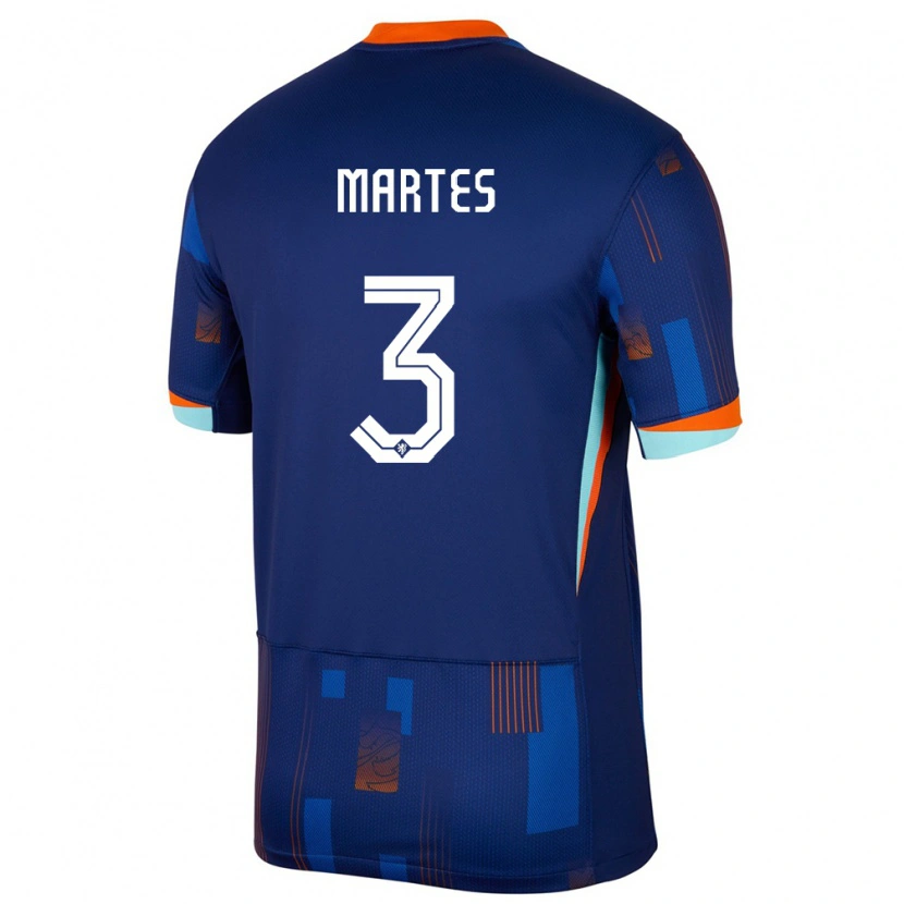 Danxen Bambino Maglia Paesi Bassi Lushendry Martes #3 Blu Kit Gara Away 24-26 Maglietta