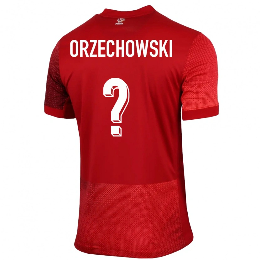 Danxen Bambino Maglia Polonia Wojciech Orzechowski #0 Rosso Kit Gara Away 24-26 Maglietta