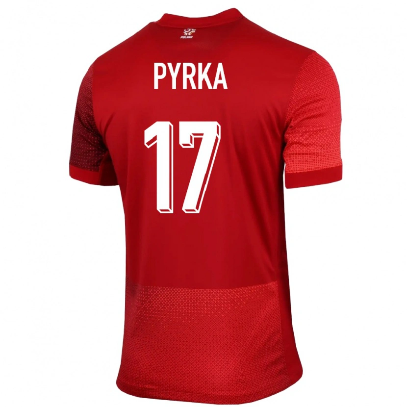 Danxen Bambino Maglia Polonia Arkadiusz Pyrka #17 Rosso Kit Gara Away 24-26 Maglietta