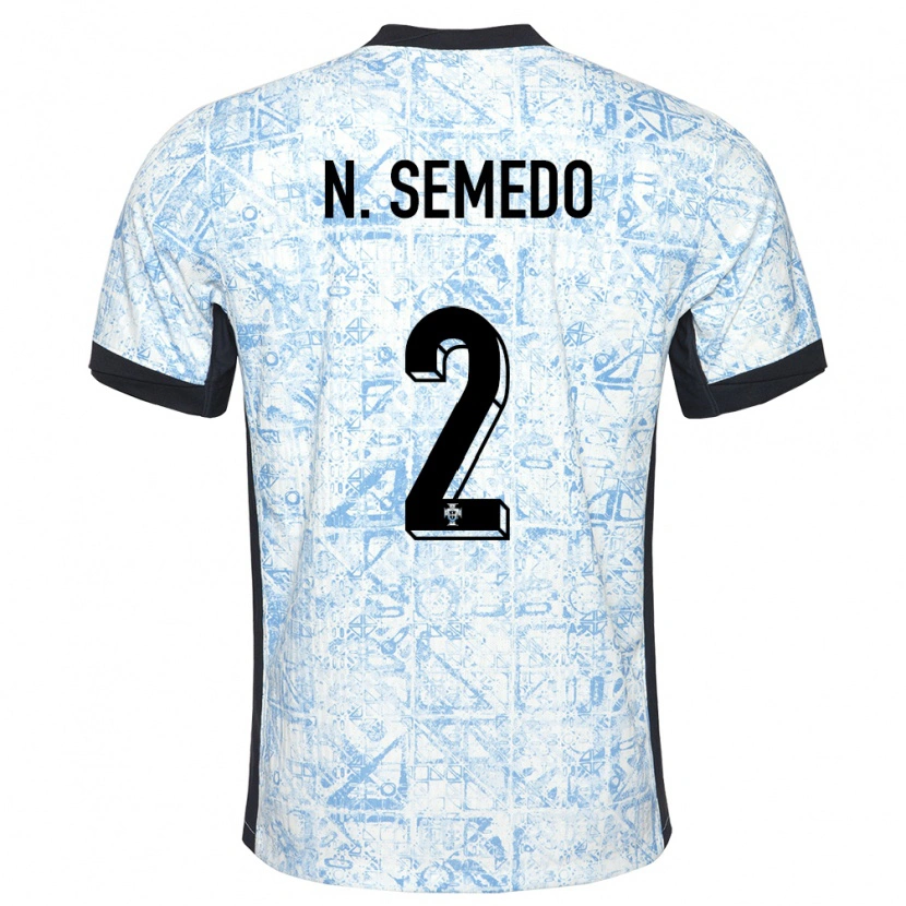 Danxen Bambino Maglia Portogallo Nélson Semedo #2 Crema Blu Kit Gara Away 24-26 Maglietta