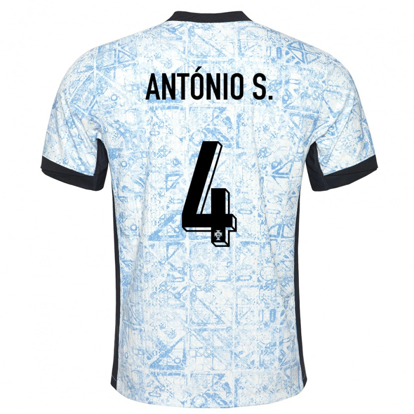 Danxen Bambino Maglia Portogallo António Silva #4 Crema Blu Kit Gara Away 24-26 Maglietta