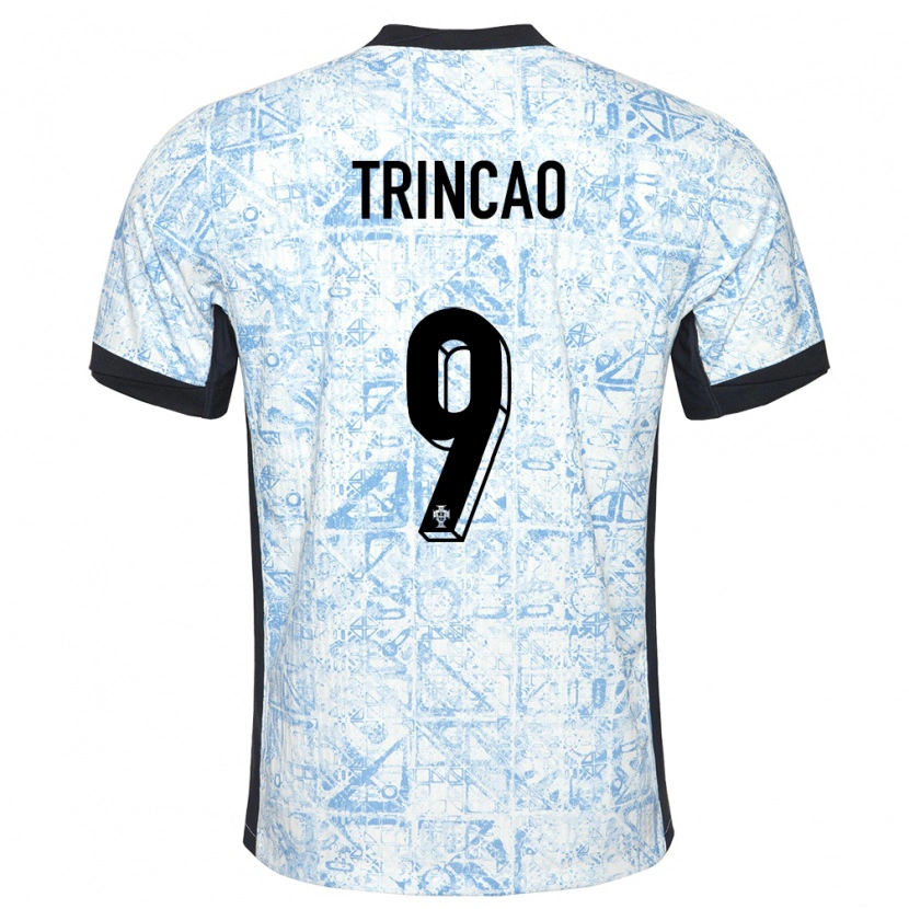 Danxen Bambino Maglia Portogallo Trincão #9 Crema Blu Kit Gara Away 24-26 Maglietta