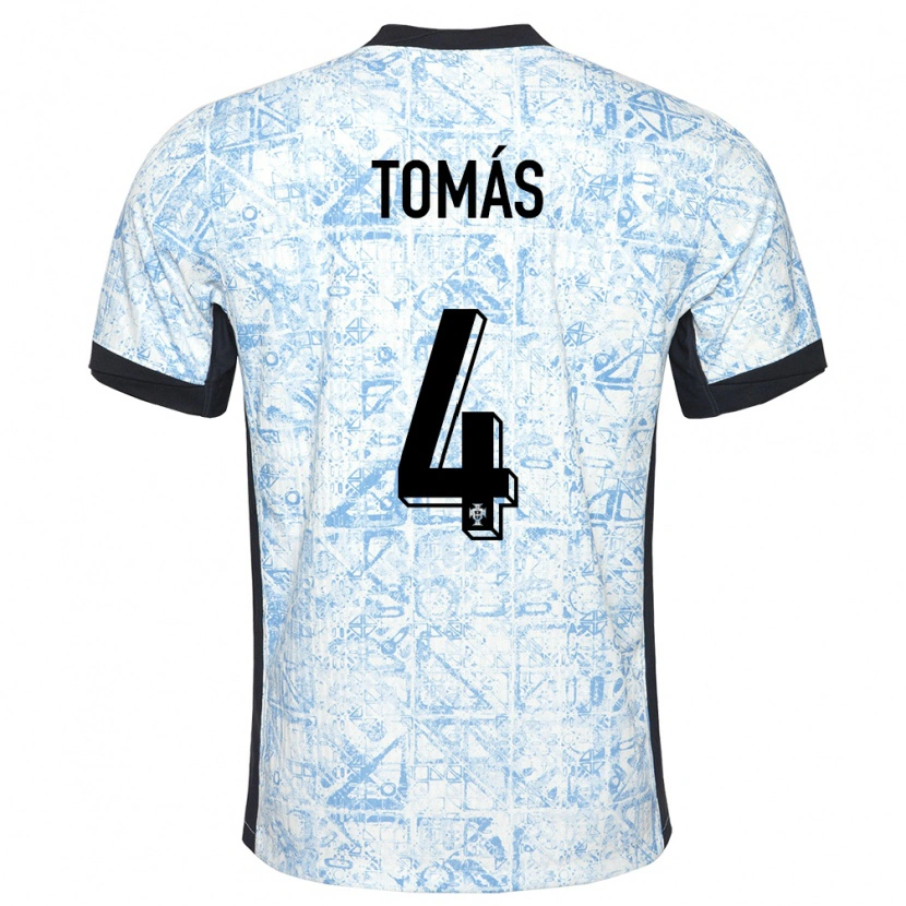 Danxen Bambino Maglia Portogallo Tomás Ferreira #4 Crema Blu Kit Gara Away 24-26 Maglietta