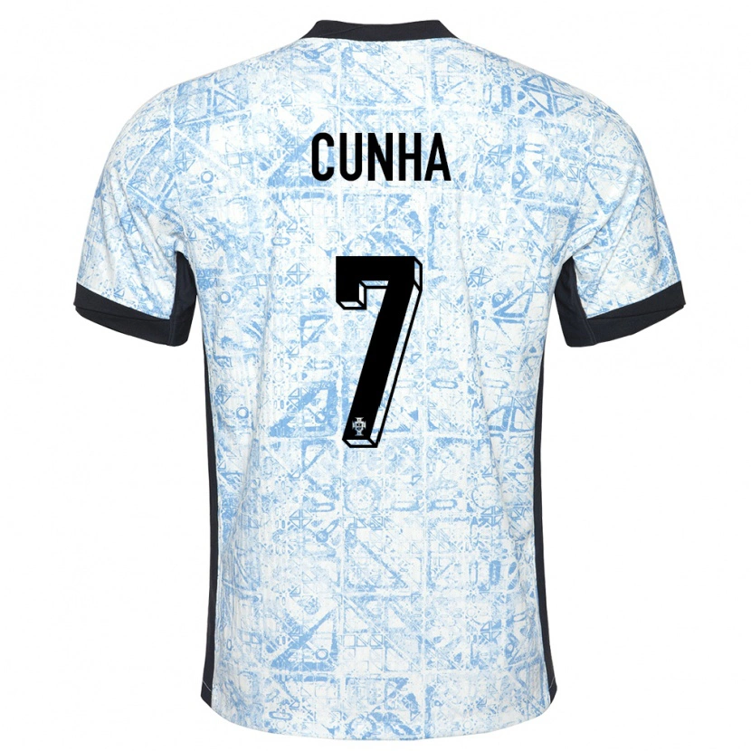 Danxen Bambino Maglia Portogallo Duarte Cunha #7 Crema Blu Kit Gara Away 24-26 Maglietta