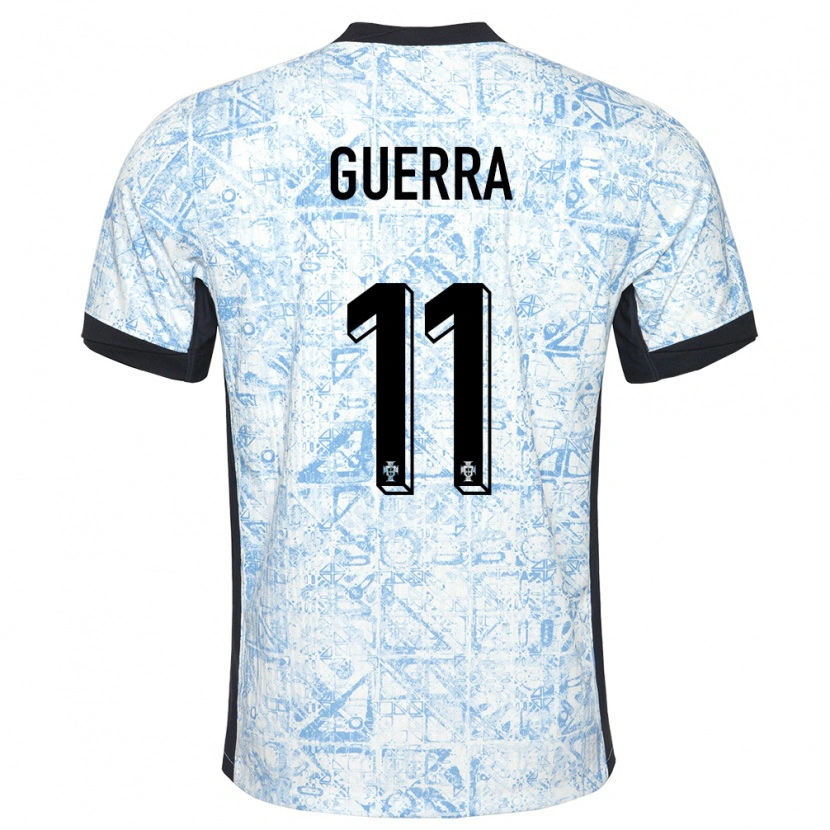 Danxen Bambino Maglia Portogallo Gustavo Guerra #11 Crema Blu Kit Gara Away 24-26 Maglietta