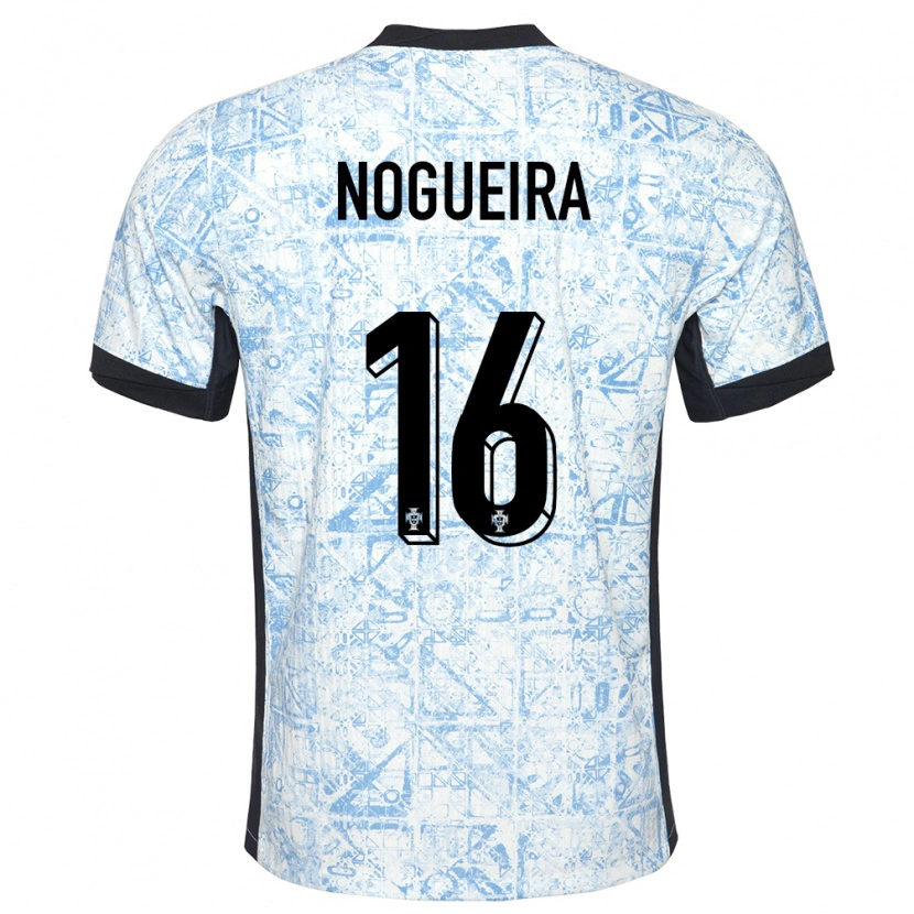 Danxen Bambino Maglia Portogallo Rodrigo Nogueira #16 Crema Blu Kit Gara Away 24-26 Maglietta