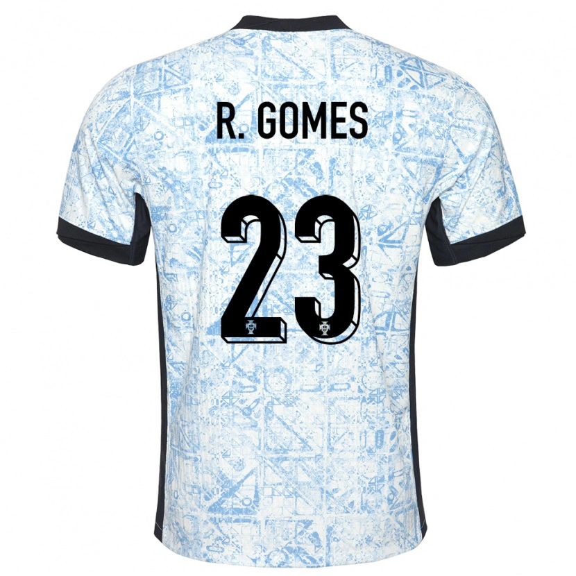 Danxen Bambino Maglia Portogallo Rodrigo Gomes #23 Crema Blu Kit Gara Away 24-26 Maglietta