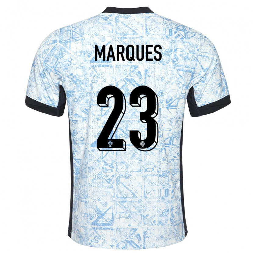 Danxen Bambino Maglia Portogallo Rodrigo Marques #23 Crema Blu Kit Gara Away 24-26 Maglietta