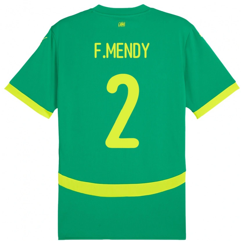 Danxen Bambino Maglia Senegal Formose Mendy #2 Verde Kit Gara Away 24-26 Maglietta