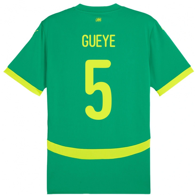 Danxen Bambino Maglia Senegal Idrissa Gueye #5 Verde Kit Gara Away 24-26 Maglietta