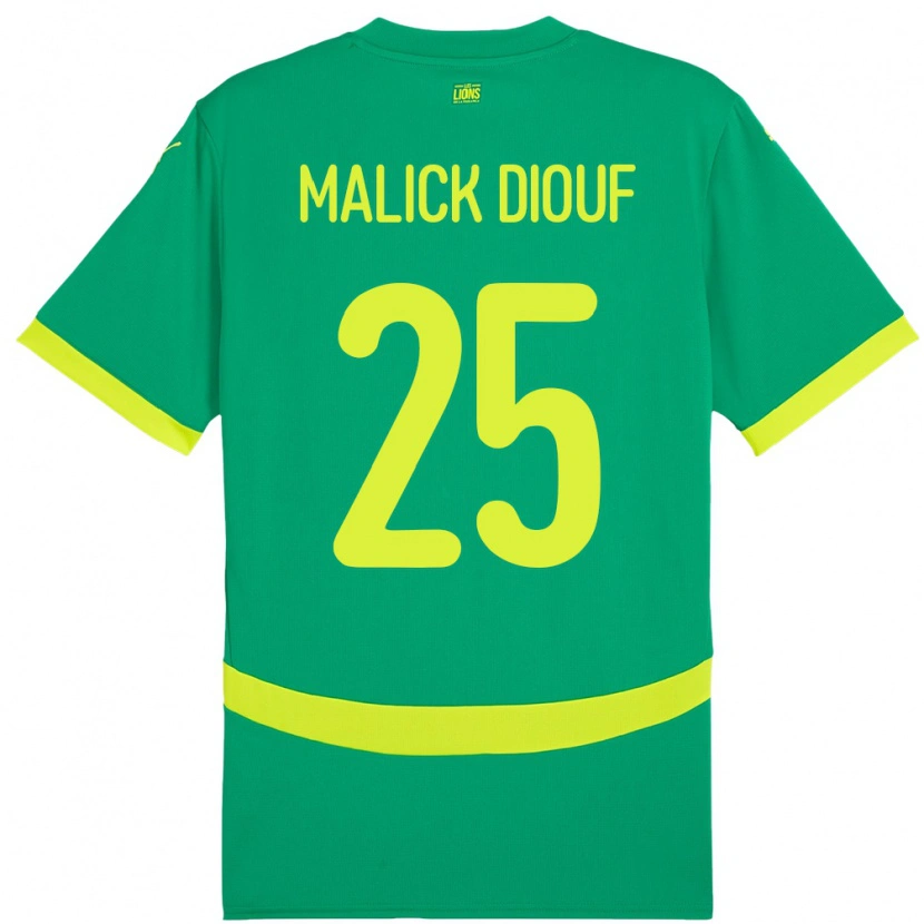 Danxen Bambino Maglia Senegal El Hadji Malick Diouf #25 Verde Kit Gara Away 24-26 Maglietta