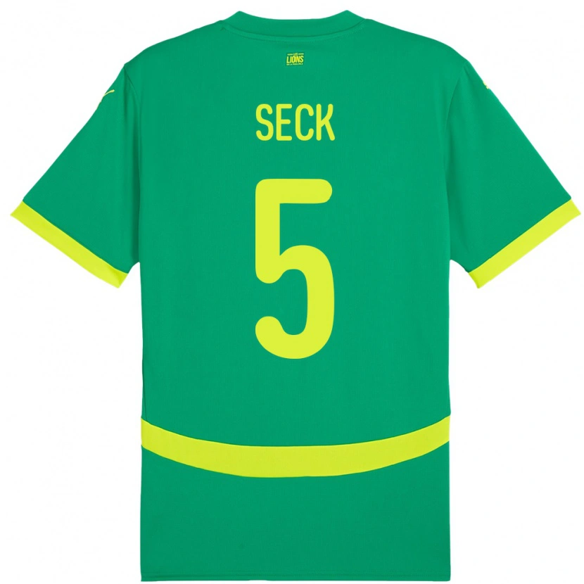 Danxen Bambino Maglia Senegal Ibrahima Seck #5 Verde Kit Gara Away 24-26 Maglietta
