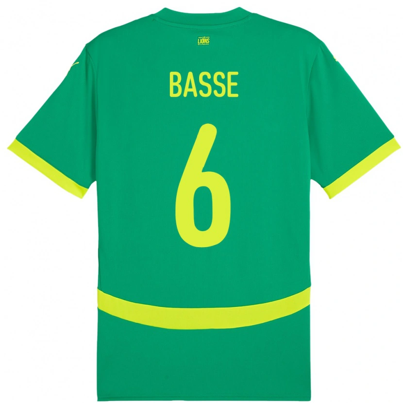 Danxen Bambino Maglia Senegal Souleymane Basse #6 Verde Kit Gara Away 24-26 Maglietta