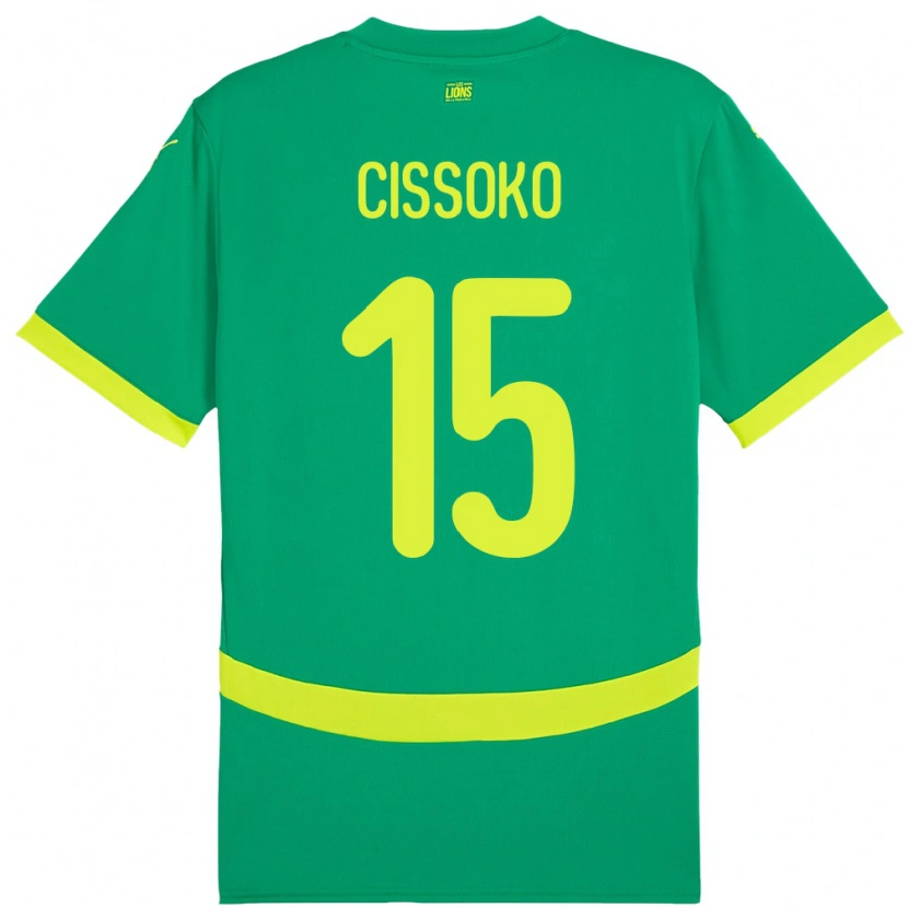 Danxen Bambino Maglia Senegal Ibrahima Cissoko #15 Verde Kit Gara Away 24-26 Maglietta