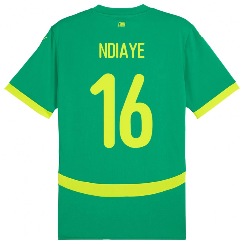 Danxen Bambino Maglia Senegal Mamour Ndiaye #16 Verde Kit Gara Away 24-26 Maglietta