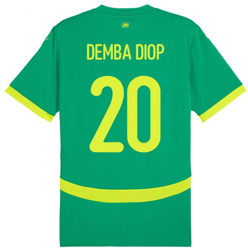 Danxen Bambino Maglia Senegal Pape Demba Diop #20 Verde Kit Gara Away 24-26 Maglietta