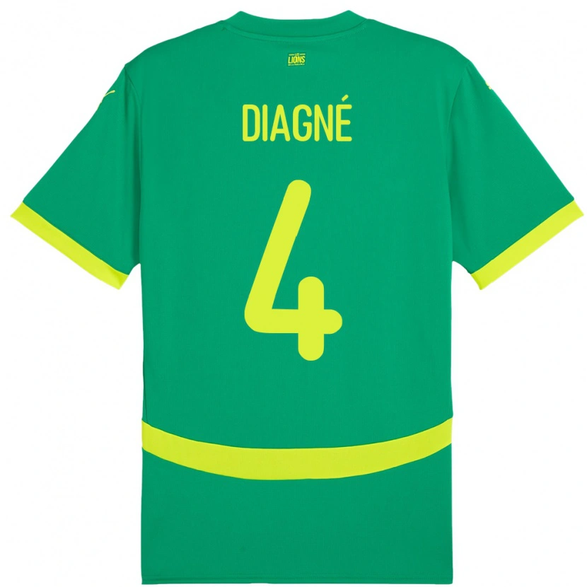 Danxen Bambino Maglia Senegal Cavin Diagne #4 Verde Kit Gara Away 24-26 Maglietta