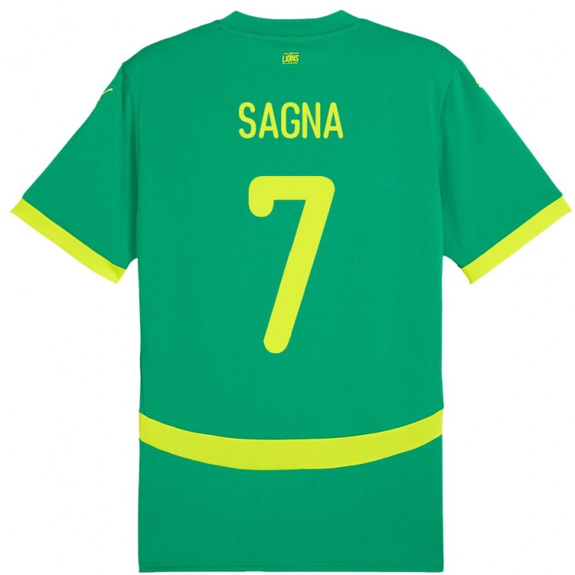 Danxen Bambino Maglia Senegal Amadou Sagna #7 Verde Kit Gara Away 24-26 Maglietta