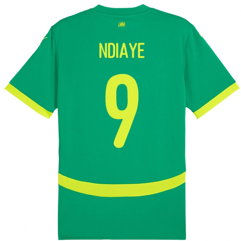 Danxen Bambino Maglia Senegal Nguenar Ndiaye #9 Verde Kit Gara Away 24-26 Maglietta