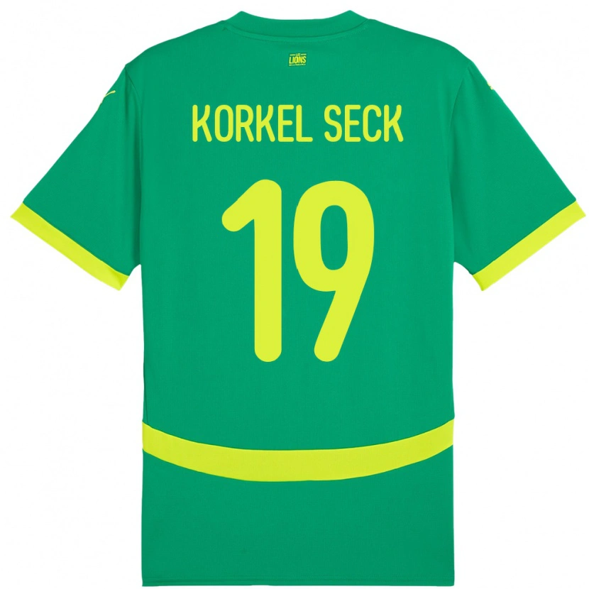Danxen Bambino Maglia Senegal Bineta Korkel Seck #19 Verde Kit Gara Away 24-26 Maglietta