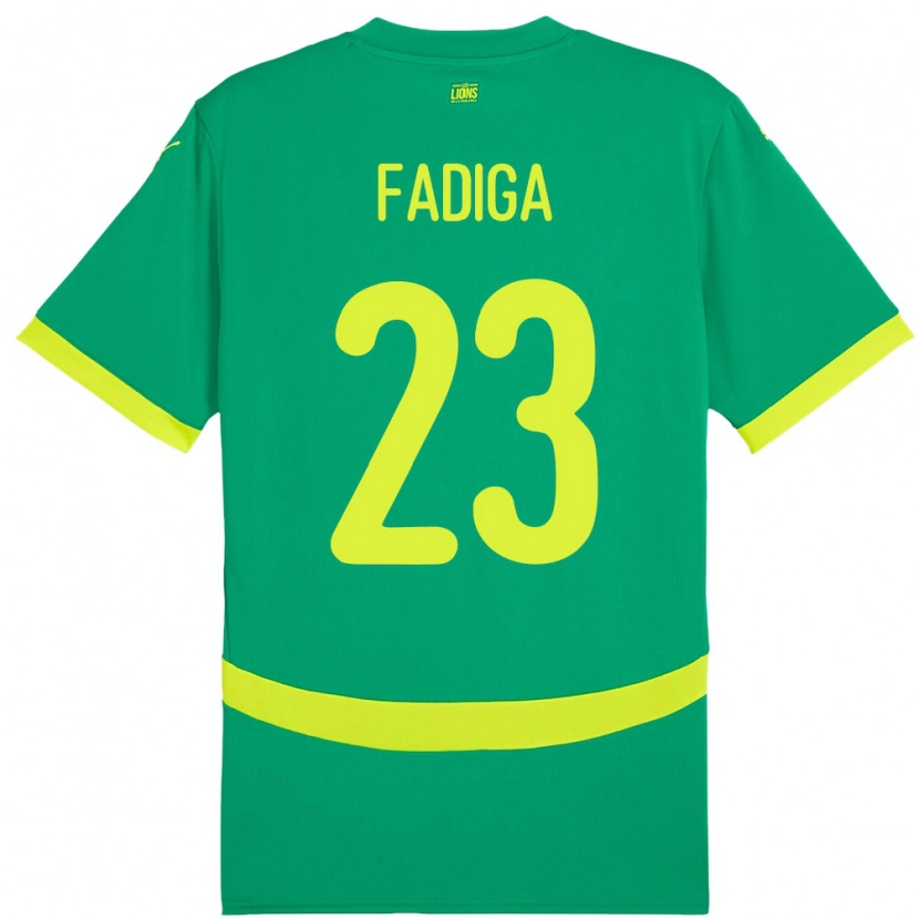 Danxen Bambino Maglia Senegal Noah Fadiga #23 Verde Kit Gara Away 24-26 Maglietta
