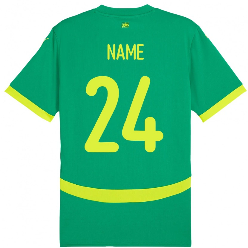 Danxen Bambino Maglia Senegal Moustapha Name #24 Verde Kit Gara Away 24-26 Maglietta