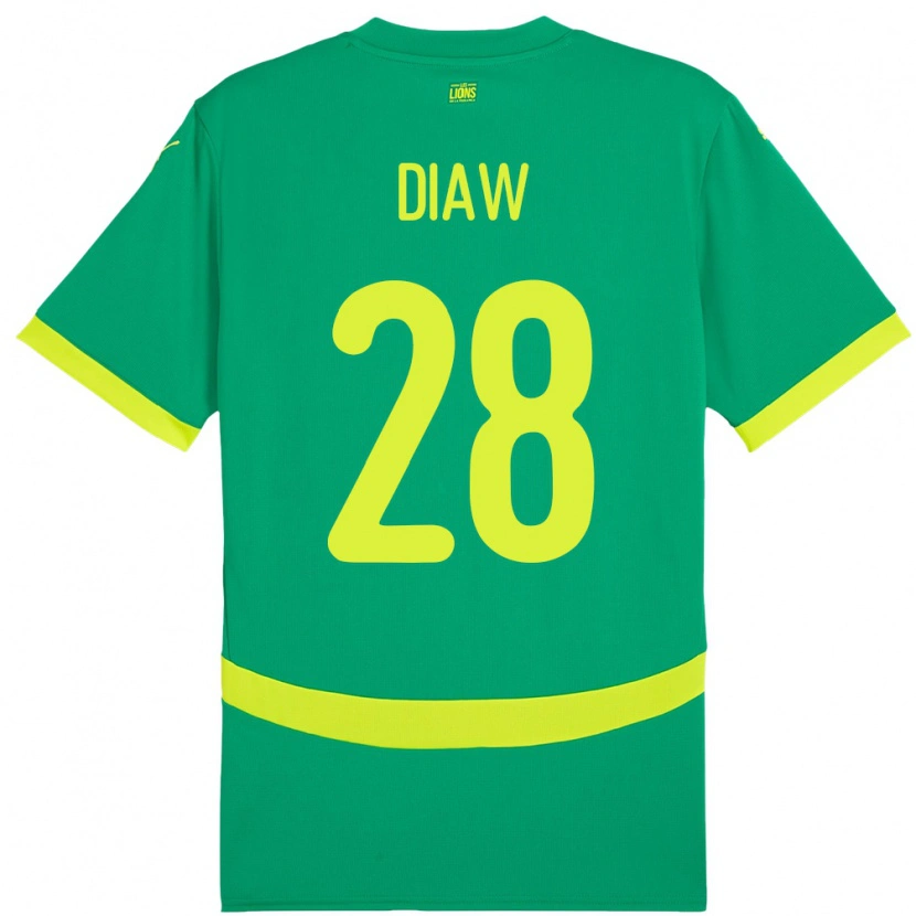 Danxen Bambino Maglia Senegal Mory Diaw #28 Verde Kit Gara Away 24-26 Maglietta