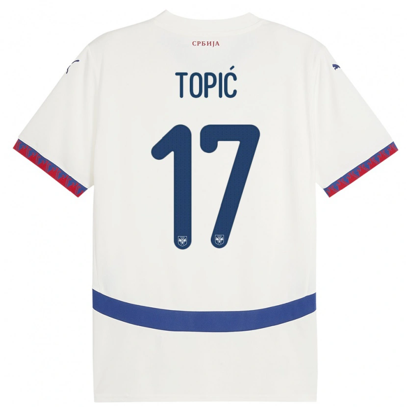 Danxen Bambino Maglia Serbia Mirko Topić #17 Bianco Kit Gara Away 24-26 Maglietta
