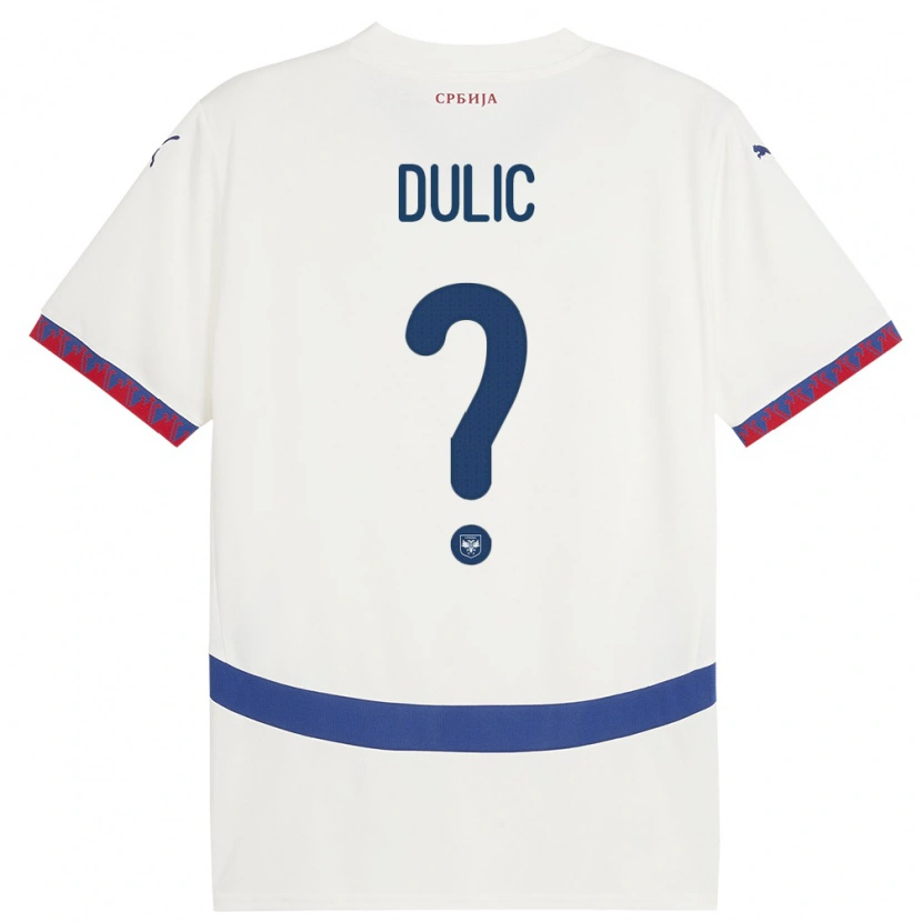 Danxen Bambino Maglia Serbia Marin Dulic #0 Bianco Kit Gara Away 24-26 Maglietta
